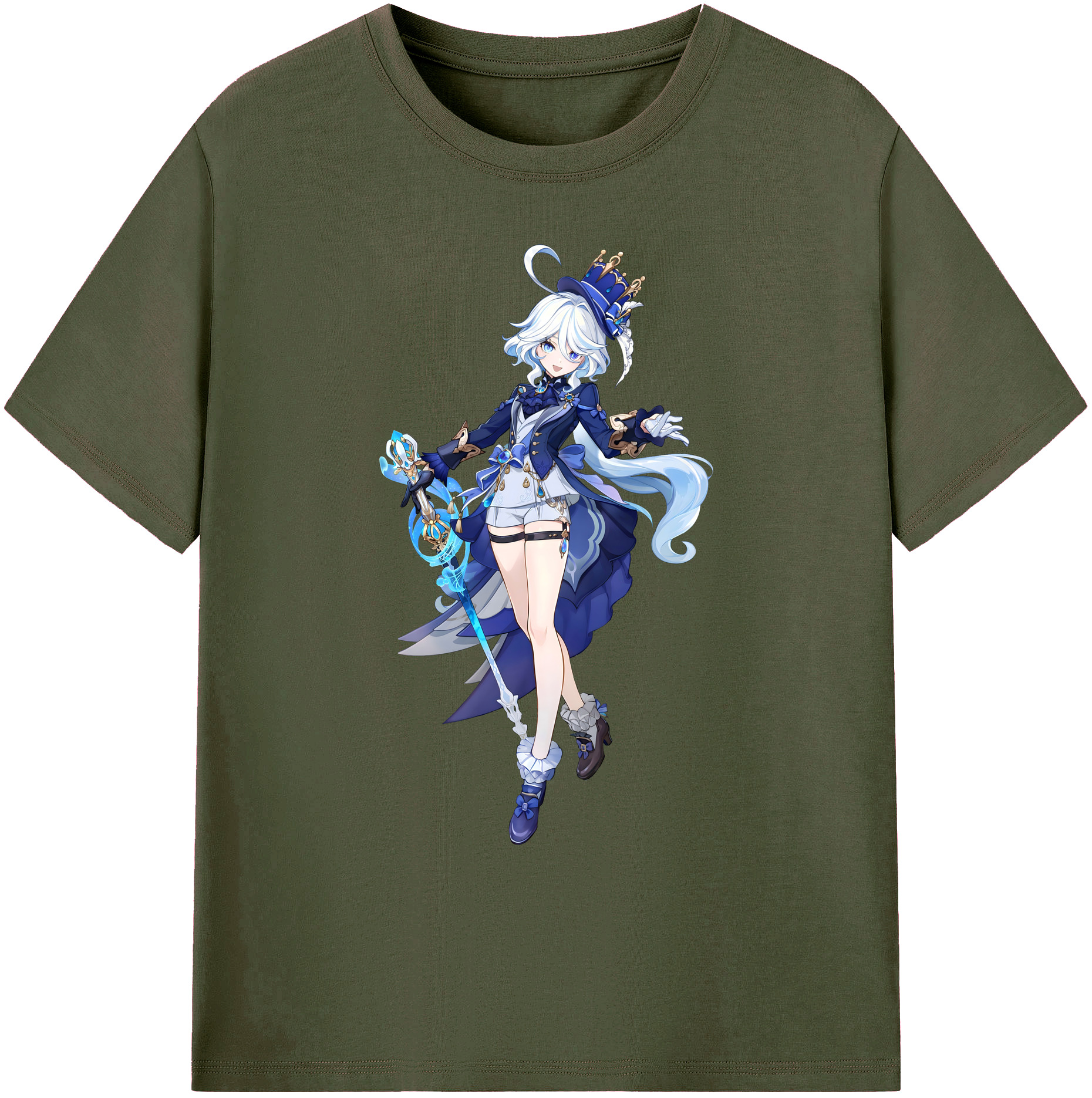 げんし神 フリーナ genshin Furina 綿100％ メンズ半袖Tシャツ｜肌触りやわらか＆通気性